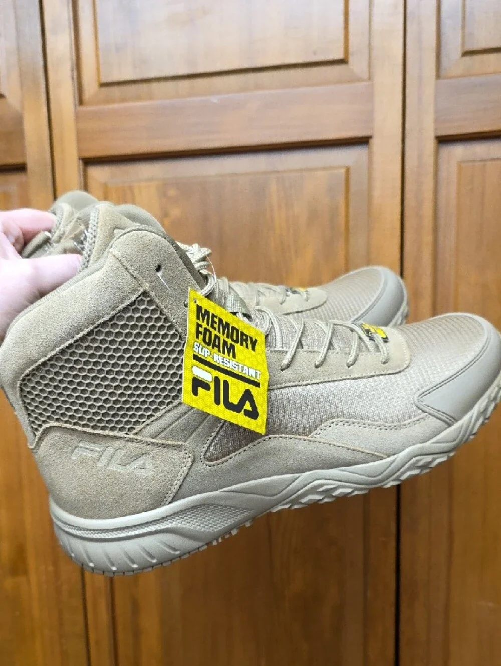 FILA Chastizer SR Men's Tactical Slip Resistant Work Boots Size 12 Tan NEW